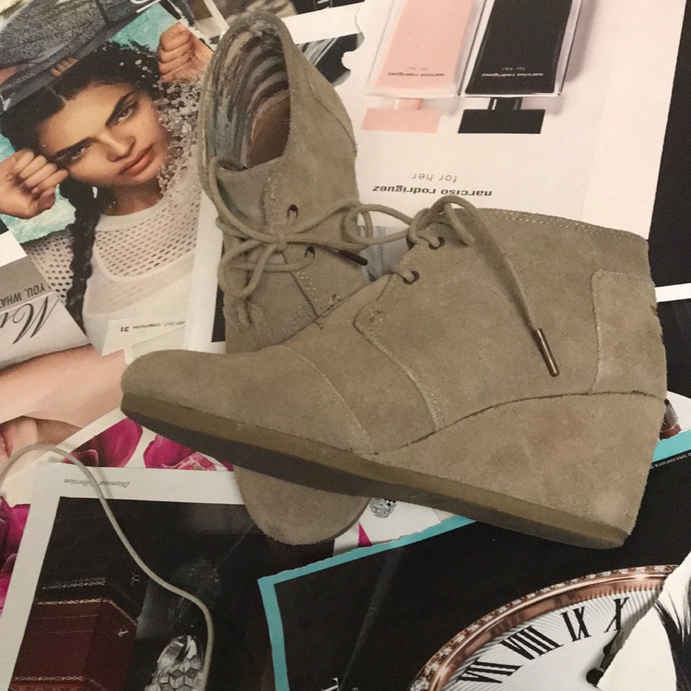 Tan Suede Wedge Booties!